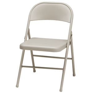 MECO Sudden Comfort All Steel Indoor Outdoor Folding Chair, Buff Lace (Set of 4)