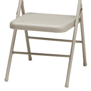 MECO Sudden Comfort All Steel Indoor Outdoor Folding Chair, Buff Lace (Set of 4)