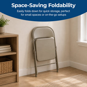 MECO Sudden Comfort All Steel Folding Chair Set, Chicory Lace Frame (Set of 4)