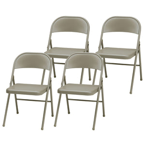 MECO Sudden Comfort All Steel Folding Chair Set, Chicory Lace Frame (Set of 4)