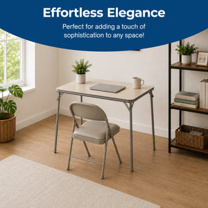 MECO Sudden Comfort 34"x34" Square Metal Folding Dining Card Table, Chicory Lace