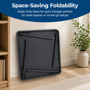 MECO Sudden Comfort 34 x 34 Inch Square Metal Folding Dining Card Table, Black