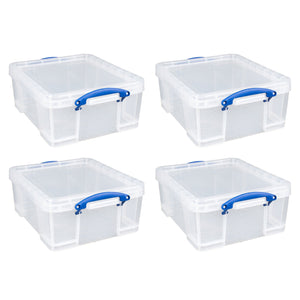 Really Useful Box 17L Storage Container with Lid and Clip Lock Handles, (4 Pack) - TRAPSKI