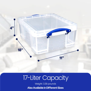 Really Useful Box 17L Storage Container with Lid and Clip Lock Handles, (4 Pack) - TRAPSKI