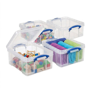Really Useful Box 17L Storage Container with Lid and Clip Lock Handles, (4 Pack)