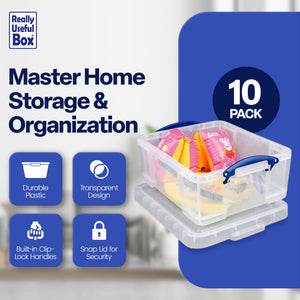 Really Useful Box 17L Storage Container with Lid and Clip Lock Handles (10 Pack) - TRAPSKI