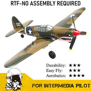 VOLANTEXRC 4-CH P40 WWII Warhawk Remote Controlled Airplane RC Aircraft, Yellow