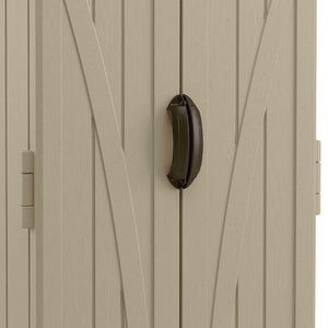 Suncast 22 Cubic Feet All-Weather Vertical Tall Outdoor Storage Shed, Brown