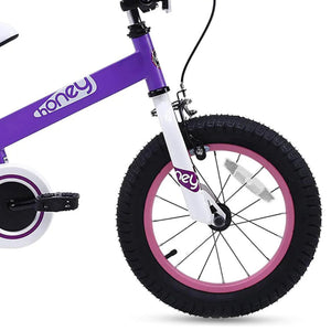 RoyalBaby Cubetube Honey 14 Inch Kids Bike w/Training Wheels & 2 Brakes, Purple