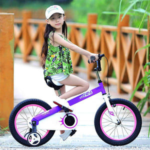 RoyalBaby Cubetube Honey 12 Inch Kids Bike w/Training Wheels & 2 Brakes, Purple - TRAPSKI