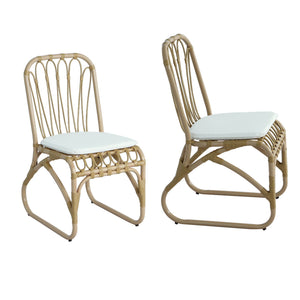 Outdoor Wicker Dining Chairs With Washable Cushions (Set of 2)