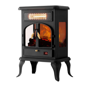 selectric Freestanding Portable Electric Fireplace Heater w/ Remote, Dark Black - TRAPSKI