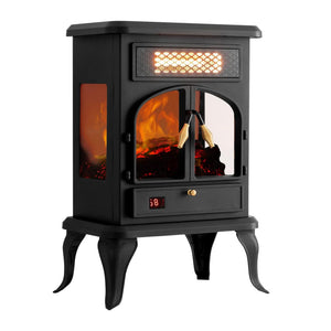 selectric Freestanding Portable Electric Fireplace Heater w/ Remote, Dark Black - TRAPSKI