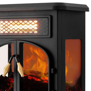 selectric Freestanding Portable Electric Fireplace Heater w/ Remote, Dark Black