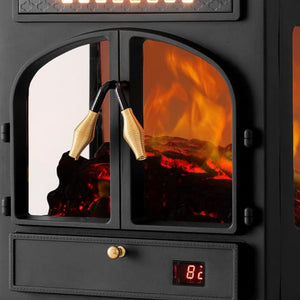 selectric Freestanding Portable Electric Fireplace Heater w/ Remote, Dark Black - TRAPSKI