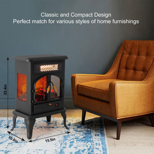 selectric Freestanding Portable Electric Fireplace Heater w/ Remote, Dark Black - TRAPSKI