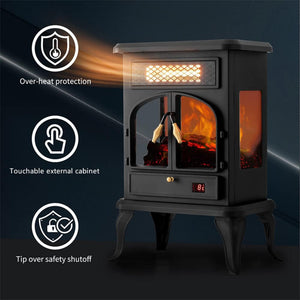 selectric Freestanding Portable Electric Fireplace Heater w/ Remote, Dark Black - TRAPSKI