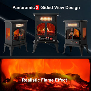 selectric Freestanding Portable Electric Fireplace Heater w/ Remote, Dark Black - TRAPSKI