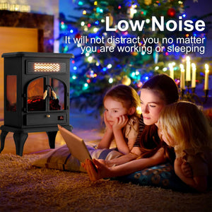 selectric Freestanding Portable Electric Fireplace Heater w/ Remote, Dark Black - TRAPSKI