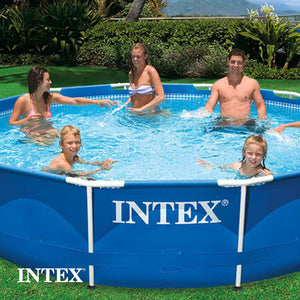 Intex 12' x 30" Metal Frame Round Swimming Pool w/ Filter Pump & 13' Pool Cover