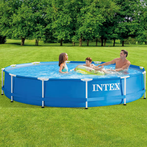 Intex 12' x 30" Metal Frame Swimming Pool w/ Filter Pump & Pool Maintenance Kit
