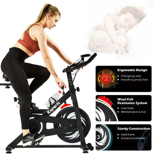 Ksports Home Wool Felt Resistance Exercise Stationary Workout Bike w/LCD Screen
