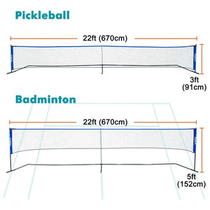 Ksports Pickleball Set w/22' Net, LED Shuttlecocks, Carry Bag & Game Balls, Blue