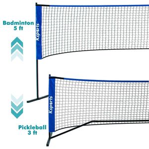 Ksports Pickleball Set w/22' Net, LED Shuttlecocks, Carry Bag & Game Balls, Blue