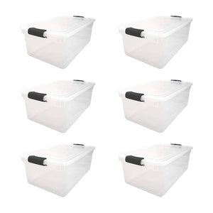 Homz 64 Qt Multipurpose Stackable Storage Bin with Latching Lids, Clear (6 Pack)