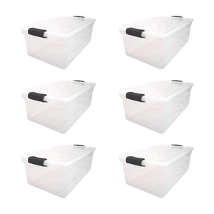 Homz 64 Qt Multipurpose Stackable Storage Bin with Latching Lids, Clear (6 Pack)
