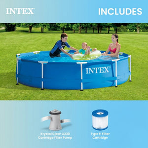 Intex 10' Round Pool with Maintenance Kit, Cover, and Filter Cartridges (6 Pack)
