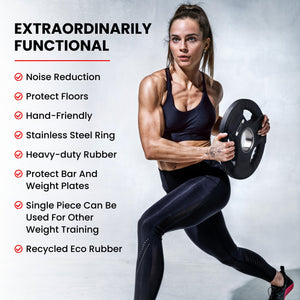 HolaHatha 2.5 Pound Olympic Rubber Coated Weight Plate w/Handle, Black (2 Pack)