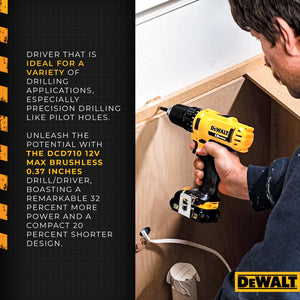 Dewalt 12V MAX Cordless Driver and Drill Hand Tool Set with 45 Drill Bits, Black
