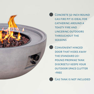 Four Seasons Courtyard 50,000 BTU Round Outdoor Backyard Concrete Gas Fire Pit