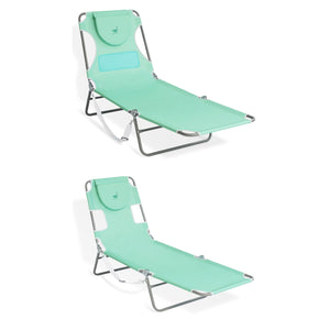 Ostrich Chaise Sunbathing Poolside Beach Chair with Recliner Lounge Chair, Teal - TRAPSKI