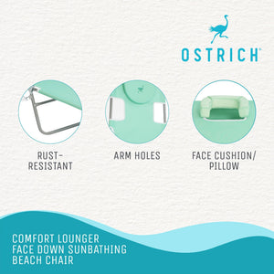 Ostrich Chaise Sunbathing Poolside Beach Chair with Recliner Lounge Chair, Teal - TRAPSKI