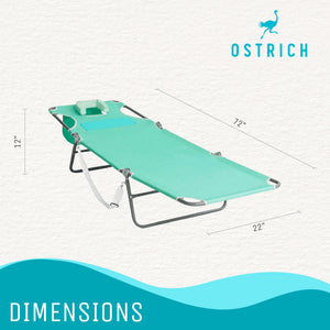 Ostrich Chaise Sunbathing Poolside Beach Chair with Recliner Lounge Chair, Teal - TRAPSKI