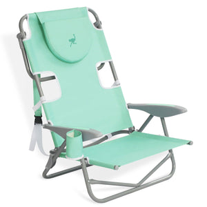 Ostrich Chaise Lounge Beach Chair with On Your Back Camping Lawn Chair, Teal