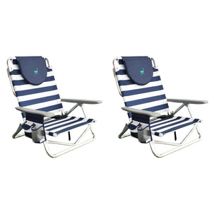 Ostrich On Your Back Sand Beach 6 Inch Off The Ground Lounge Chair (2 Pack)