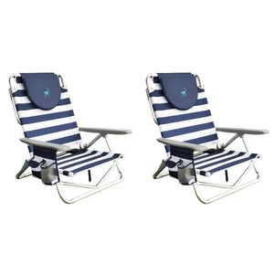 Ostrich On Your Back Sand Beach 6 Inch Off The Ground Lounge Chair (2 Pack)