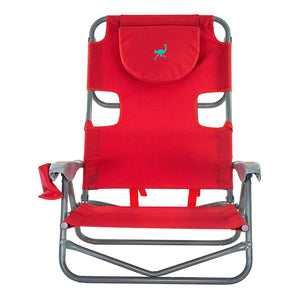 Ostrich On Your Back Folding Reclining Outdoor Camping Lawn Chair, Red (4 Pack)