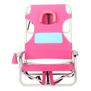 Ostrich Outdoor Beach Ladies Comfort On Your Back Beach Chair, Pink (3 Pack)