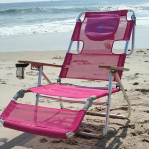 Ostrich Altitude 3 in 1 16 Inch Tall Lounge Reclining Beach Chair, Pink (2 Pack)