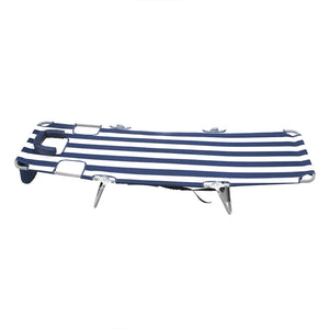Ostrich Backpack Chaise Folding Lounge Chair w/Storage Bag, Navy Stripe (4 Pack)