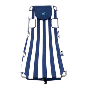 Ostrich Backpack Chaise Folding Lounge Chair w/Storage Bag, Navy Stripe (4 Pack)