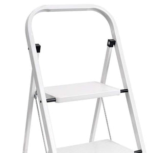 Delxo Folding Portable Steel Non Slip 2 Step Stool Stepladder w/Hand Grip, White