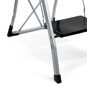 Delxo Non-Slip 3 Step Stool Folding Steel Wide Step Ladder with Hand Grip, Gray