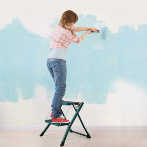 Delxo Foldable Steel 2 Step Stool Step Ladder with Non Slip Wide Pedal, Green