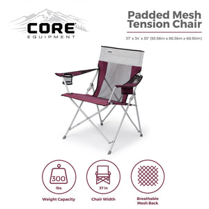 CORE Portable Outdoor Camping Folding Chair w/Carry Storage Bag, Wine (2 Pack)