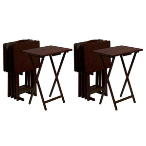 PJ Wood Portable Folding TV Snack Tray Table Desk Stand, Espresso (10 Pack) - TRAPSKI